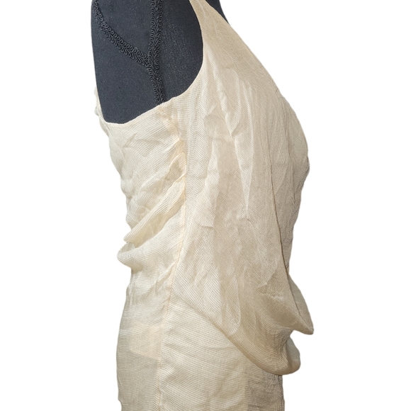 Fendi Cream waffle knit silk top with side ruffle 40 brand runs small - Picture 5 of 16